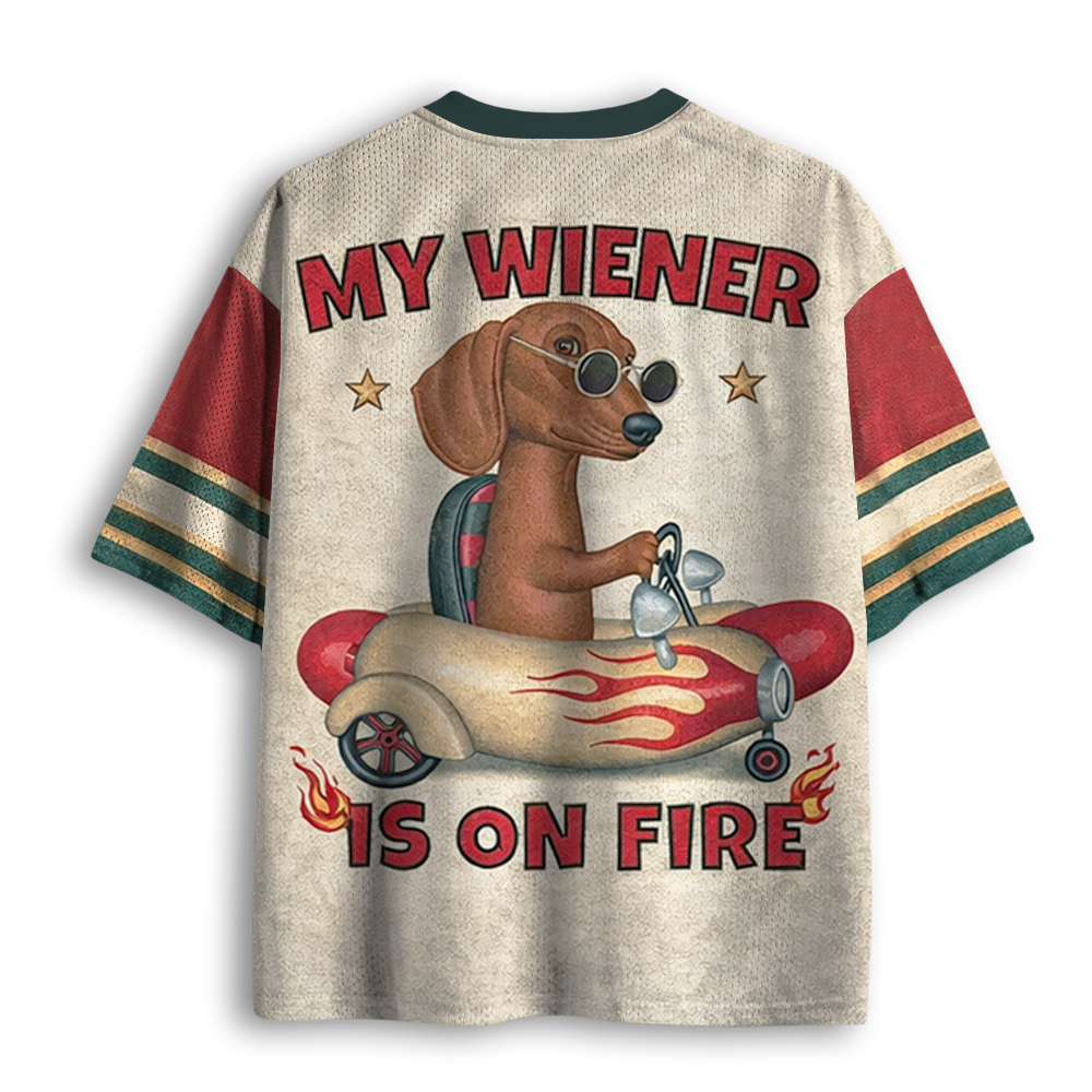 Baddiecat My Wiener Is On Fire Hot Dog Car Mesh Jersey
