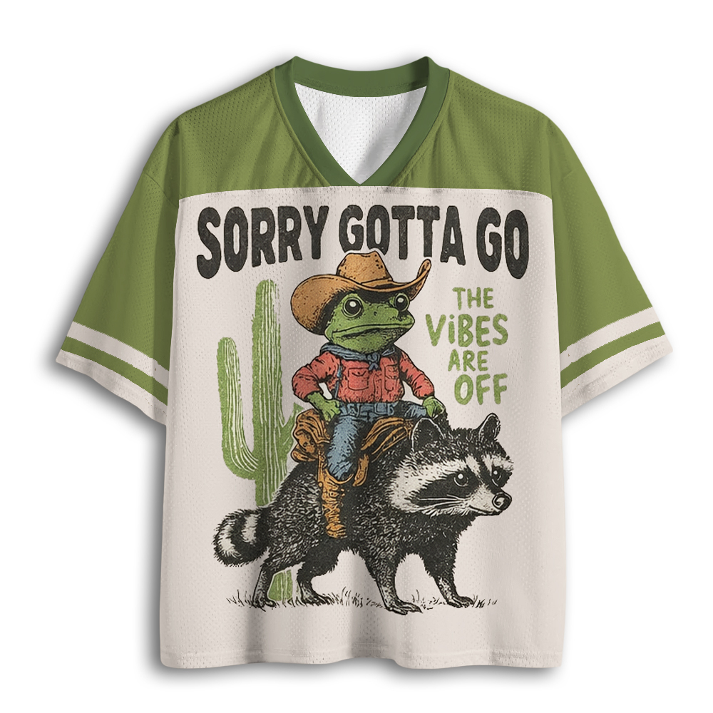 Baddiecat Cowboy Frog Riding Raccoon Mesh Jersey