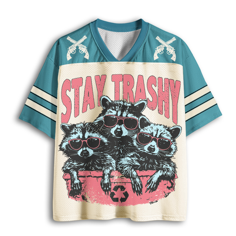Baddiecat Stay Trashy Raccoon Funny Mesh Jersey