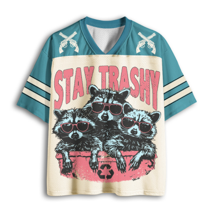 Baddiecat Stay Trashy Raccoon Funny Mesh Jersey