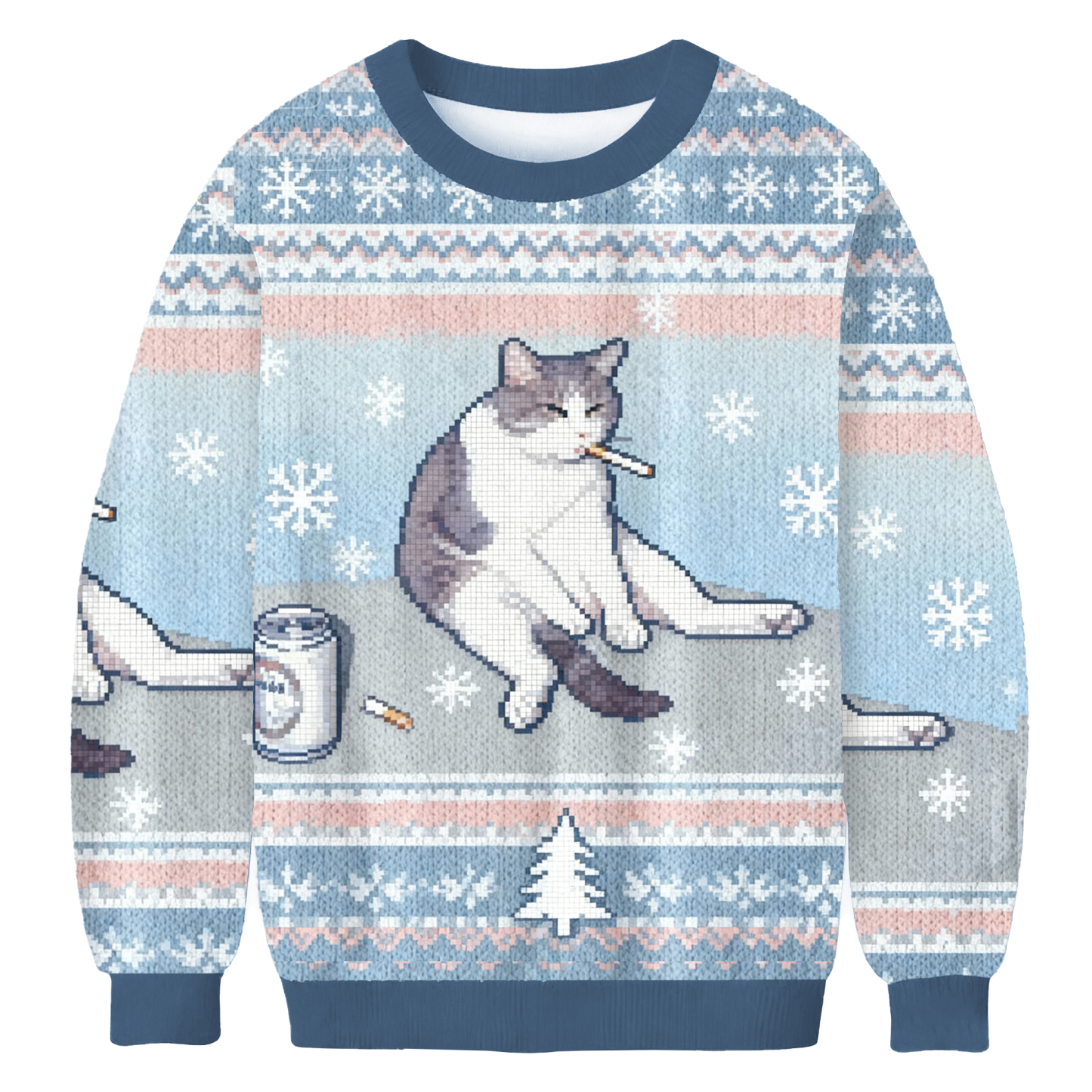 Smoking Cat Funny Meme Ugly Sweatshirt