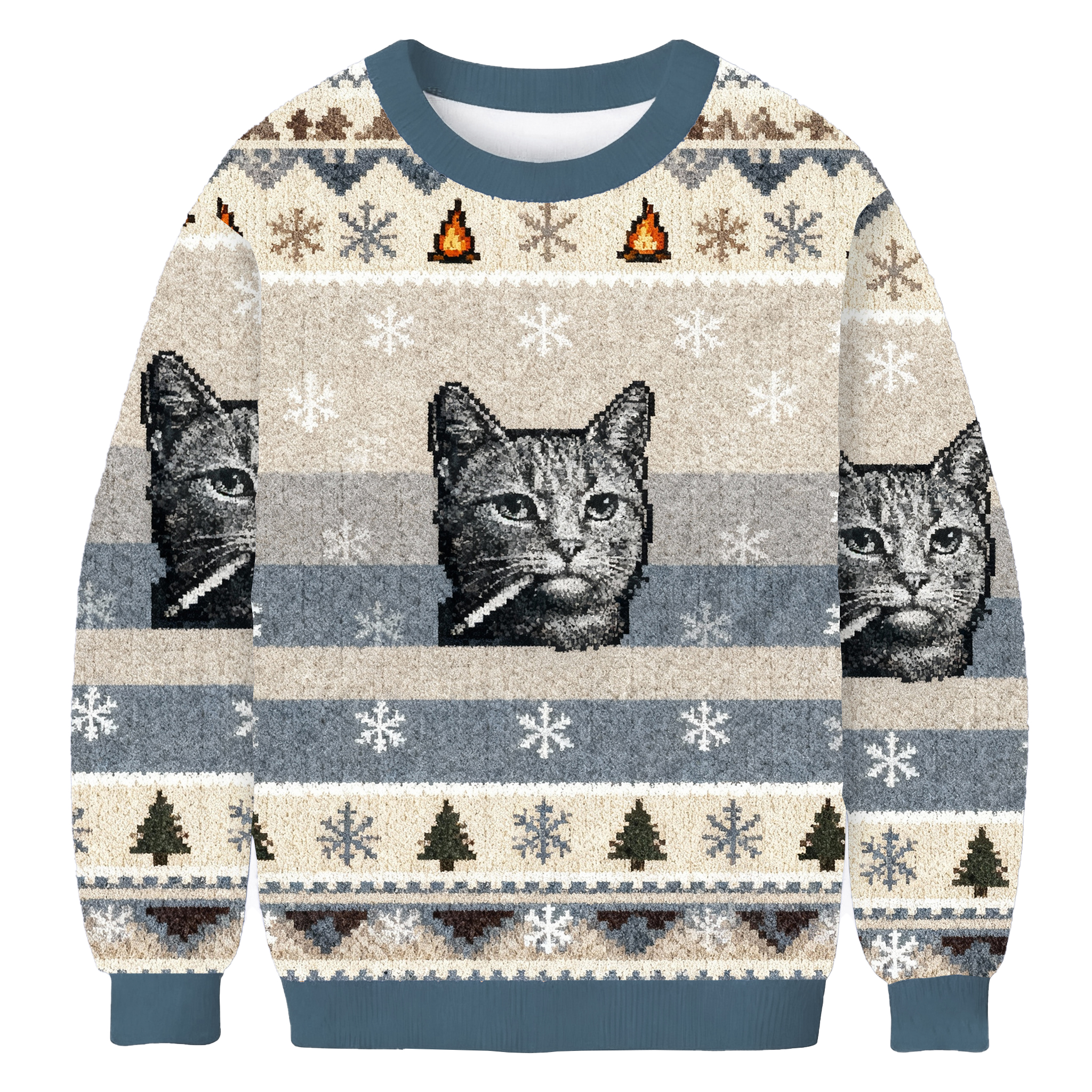 Funny Smoking Cat Meme Ugly Sweatshirt