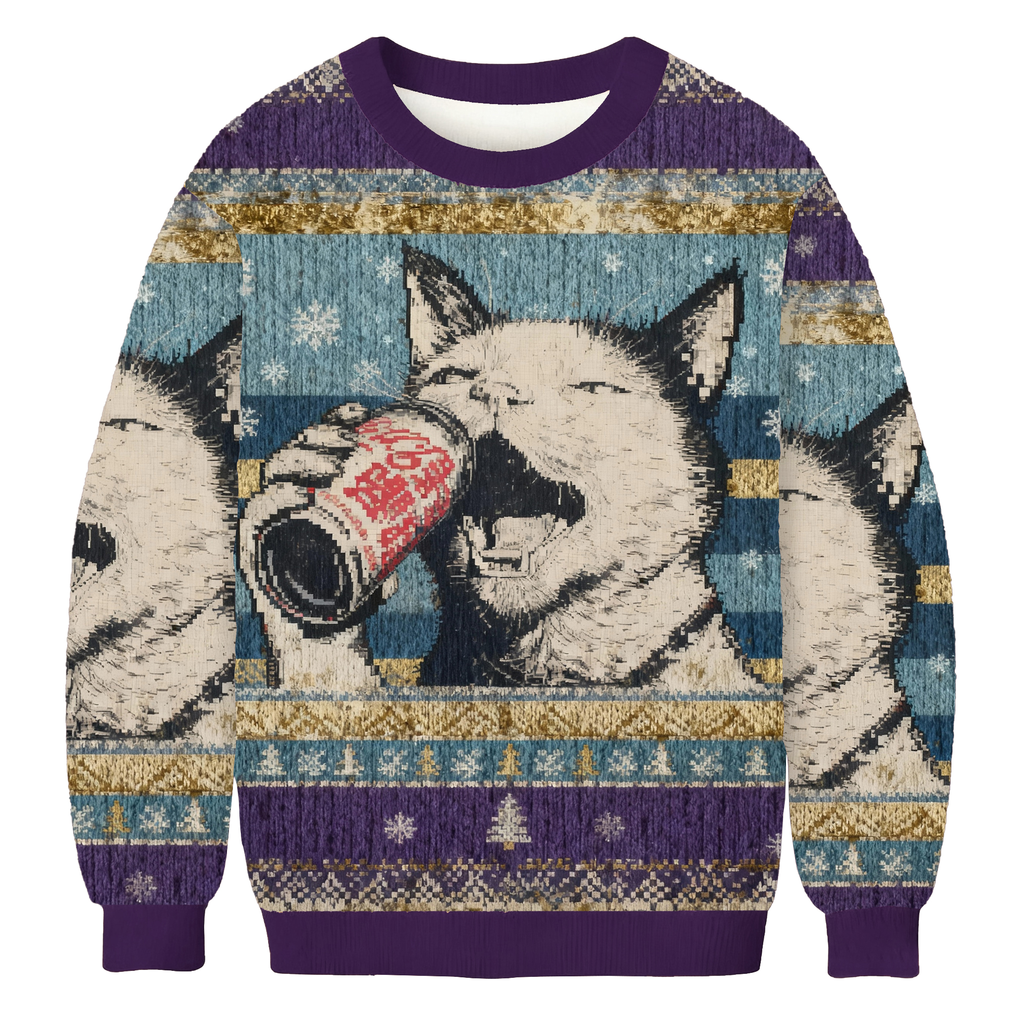 Funny Drink Cat MeMe Ugly Sweatshirt