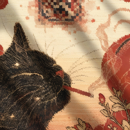 Cool Black Cat Smoking In Artistic Floral Scene Ugly Sweatshirt