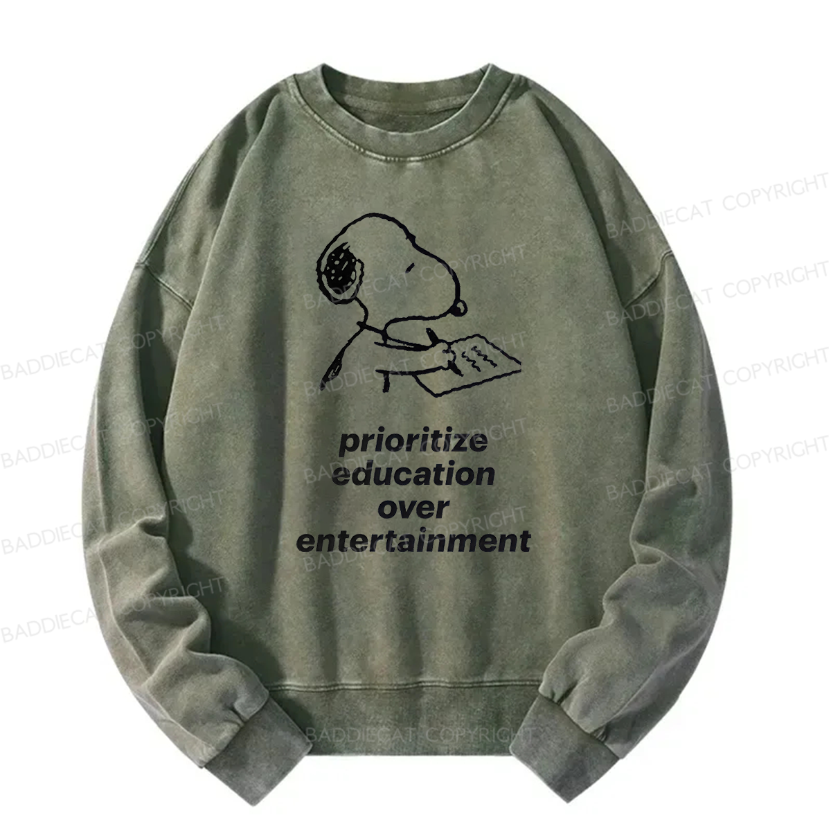 Prioritize Education Over Entertainment Washed Sweatshirt