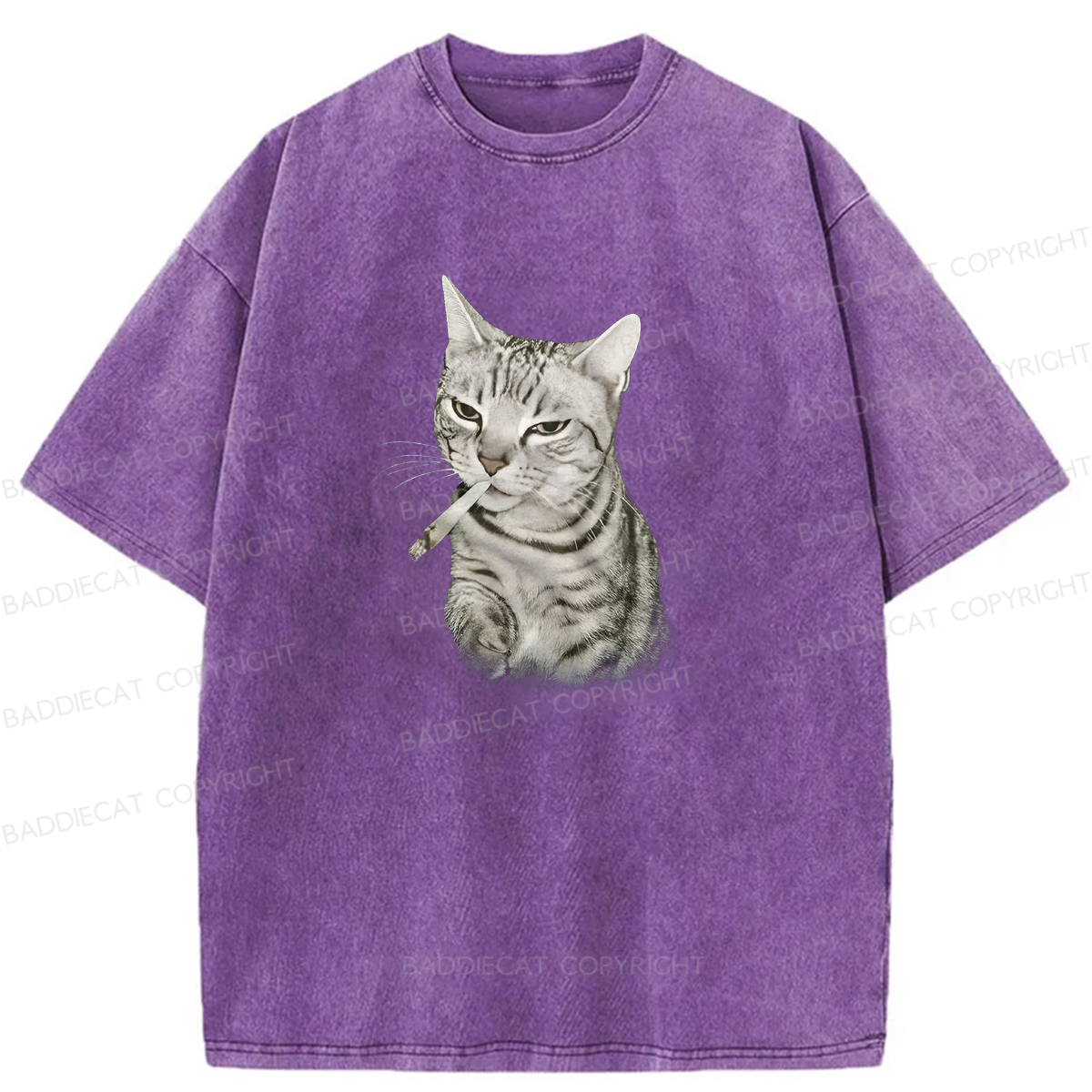 Smoking Cat Meme Washed T-shirt