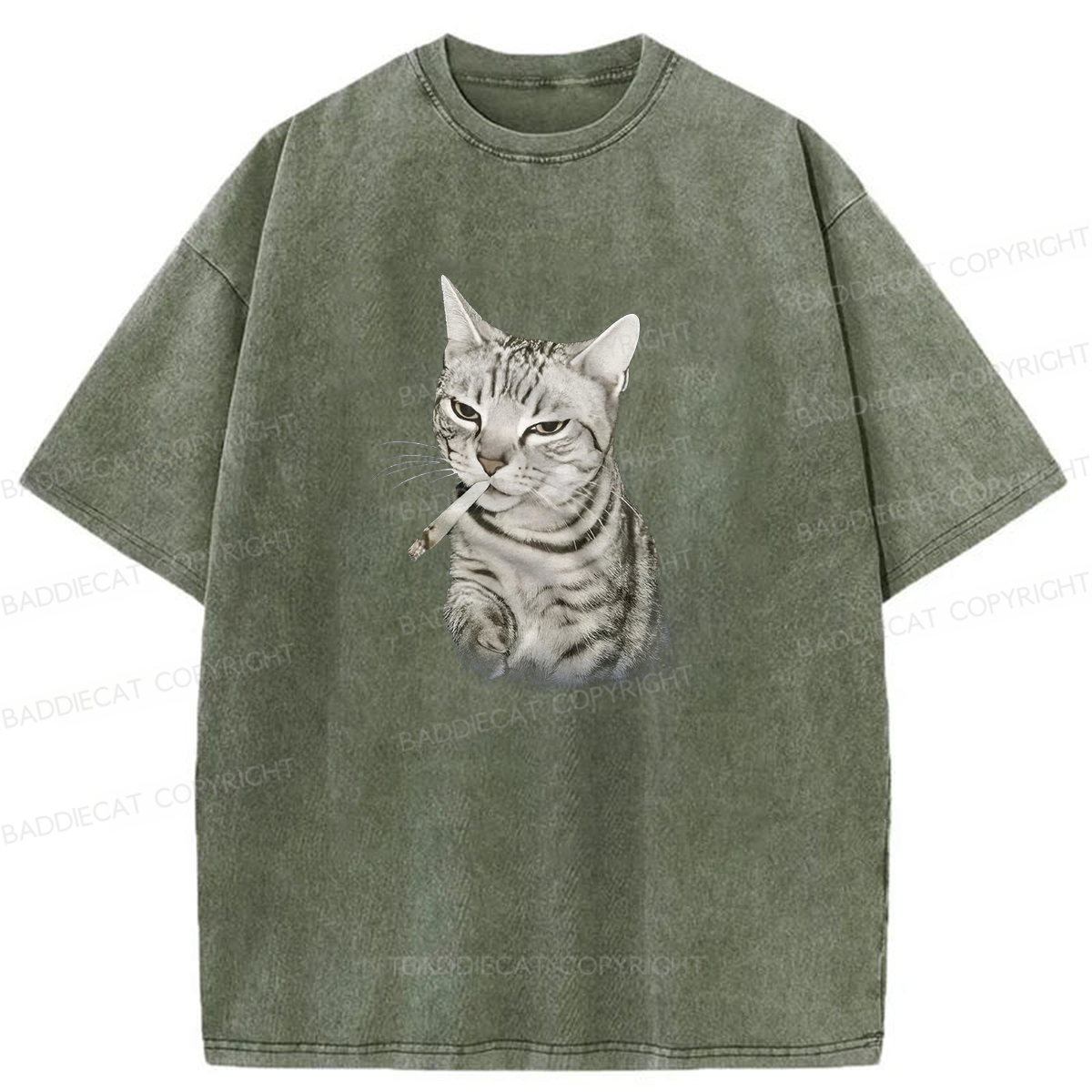 Smoking Cat Meme Washed T-shirt