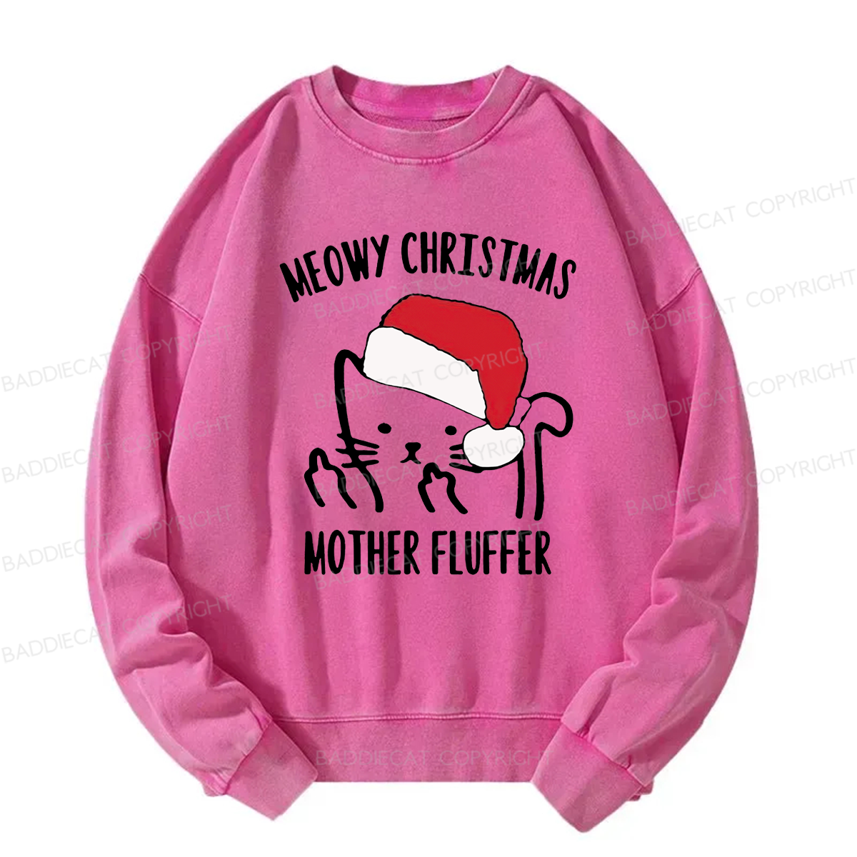 Meowy Christmas Mother Fluffer Washed Sweatshirt