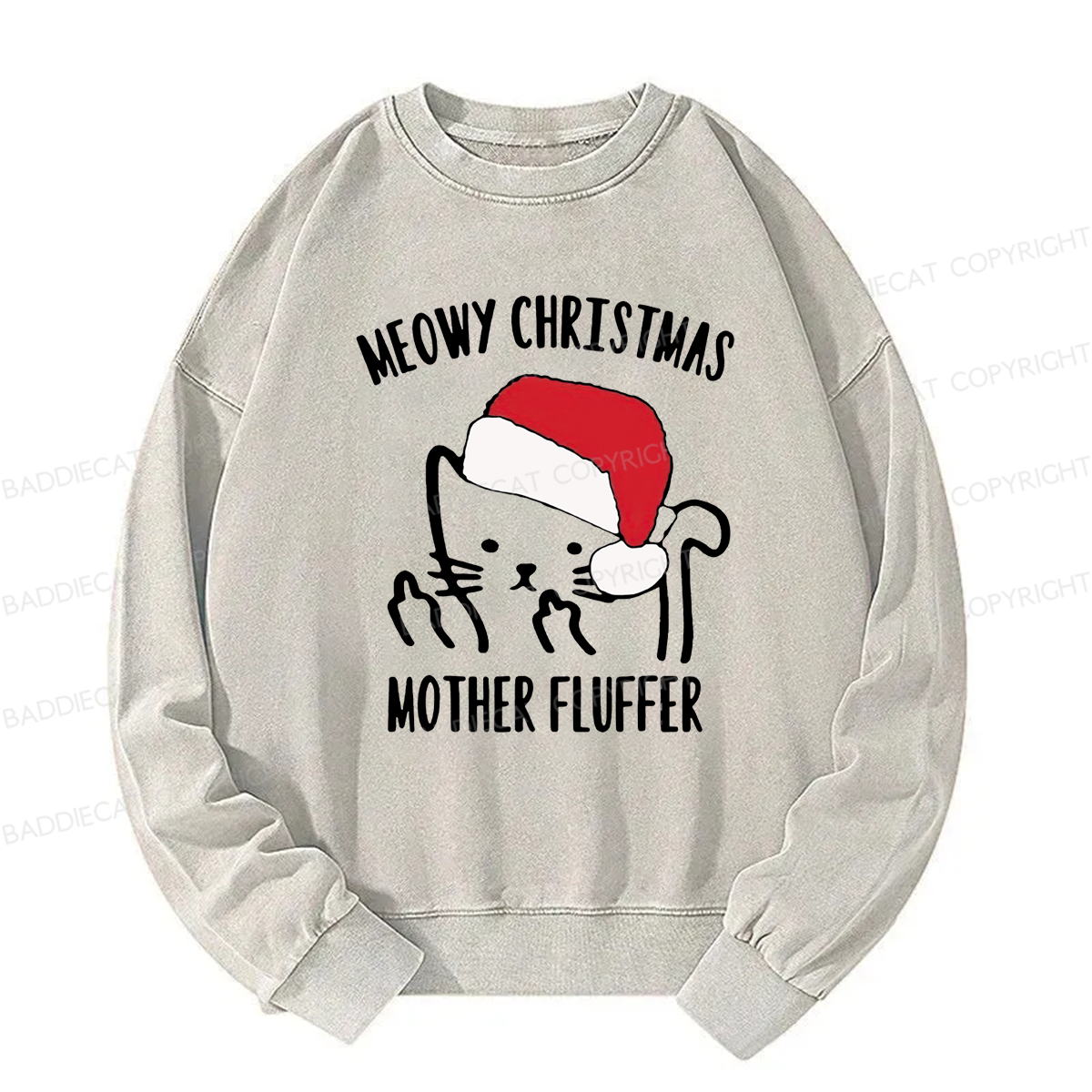 Meowy Christmas Mother Fluffer Washed Sweatshirt