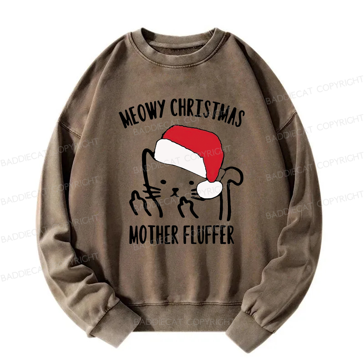 Meowy Christmas Mother Fluffer Washed Sweatshirt