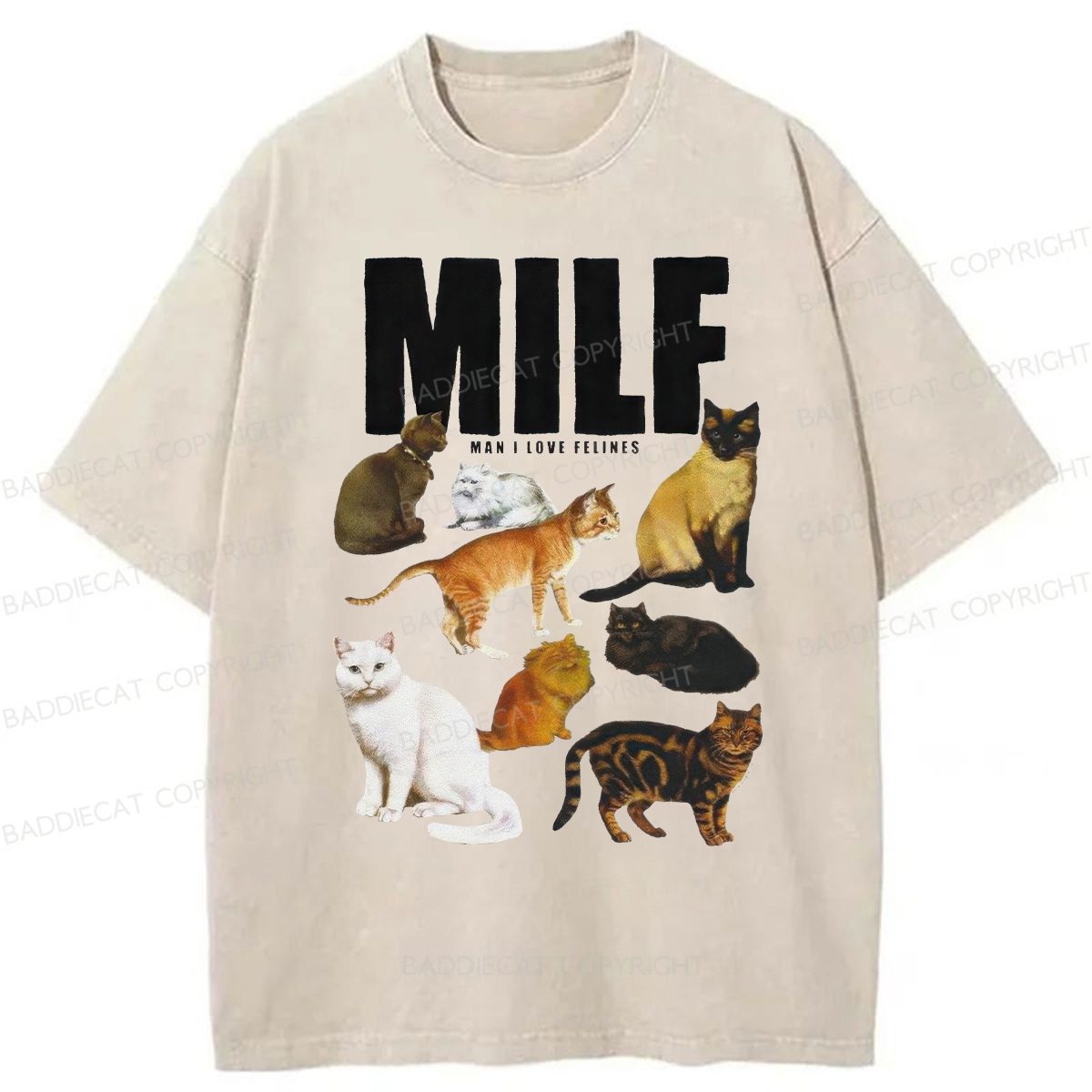 MILF Man I Love Felines Washed T-shirt