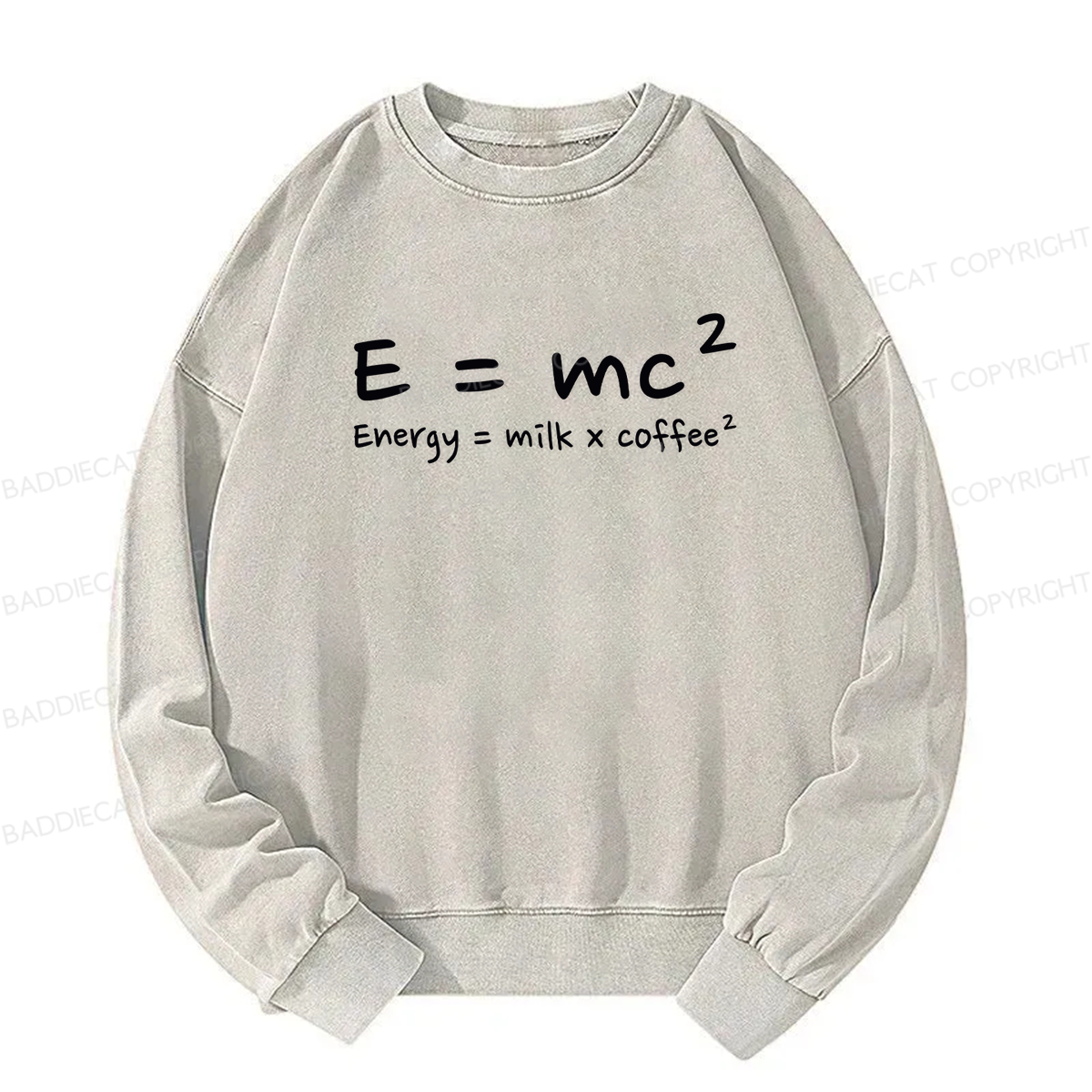 E = mc² Energy = Milk × Coffee² Washed Sweatshirt