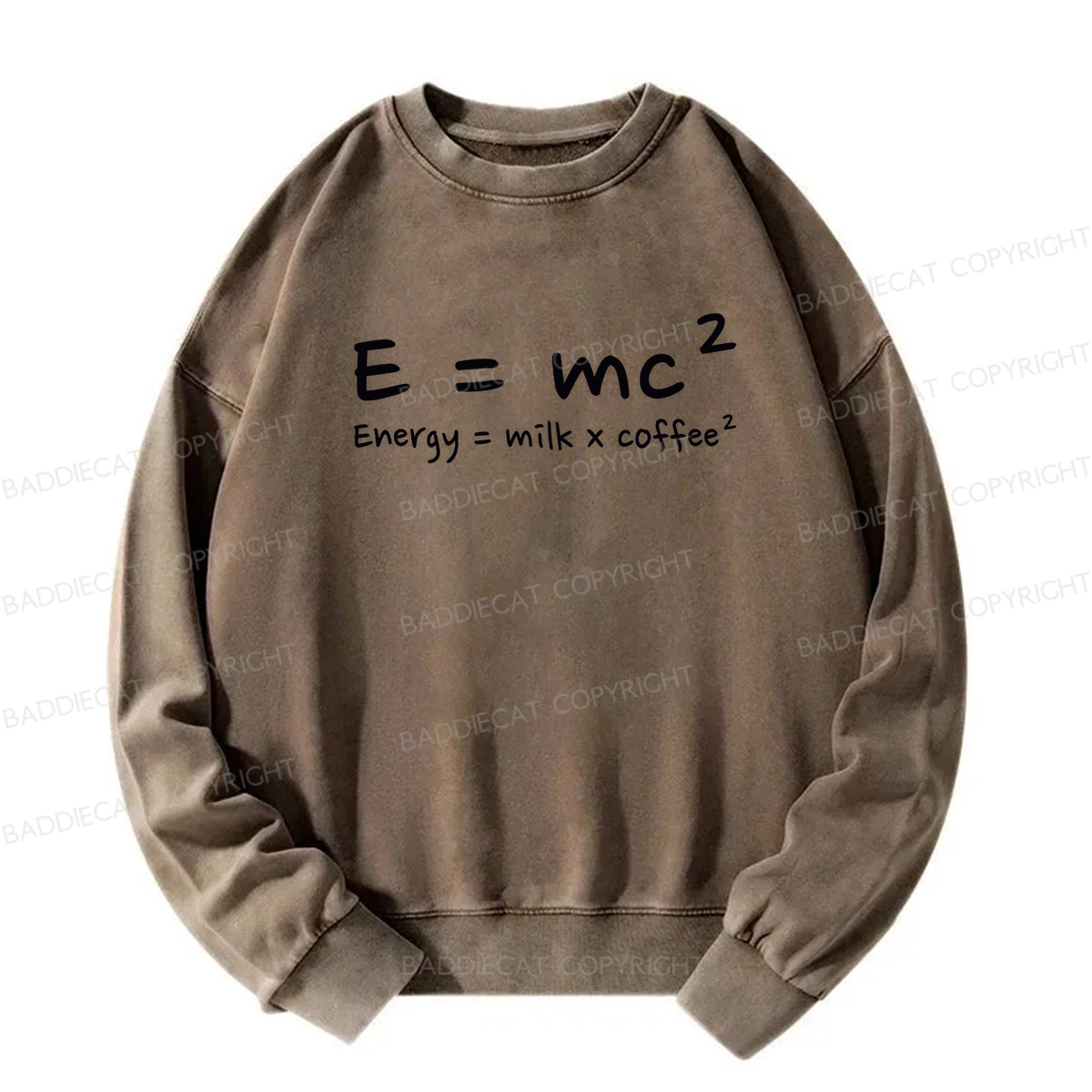 E = mc² Energy = Milk × Coffee² Washed Sweatshirt