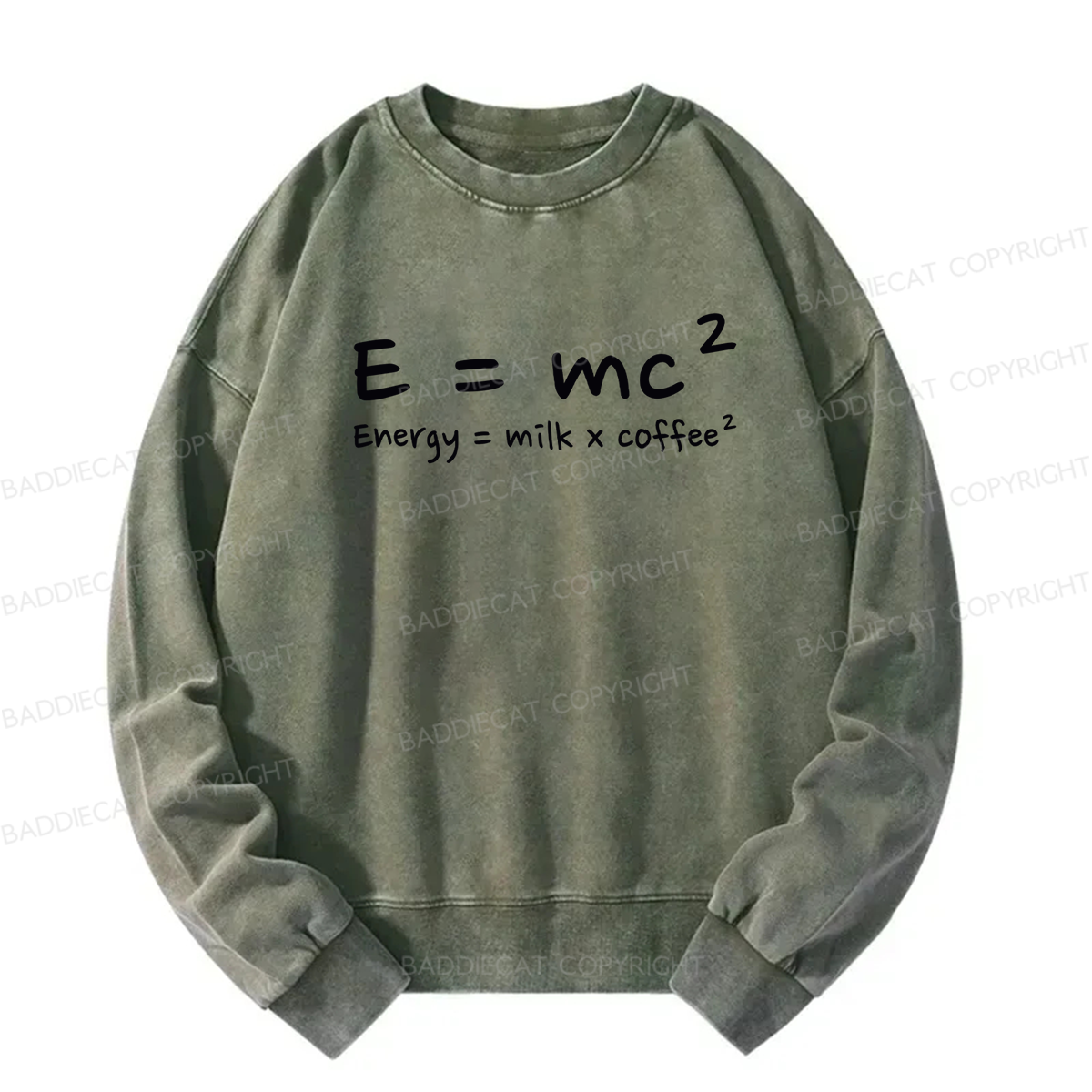 E = mc² Energy = Milk × Coffee² Washed Sweatshirt
