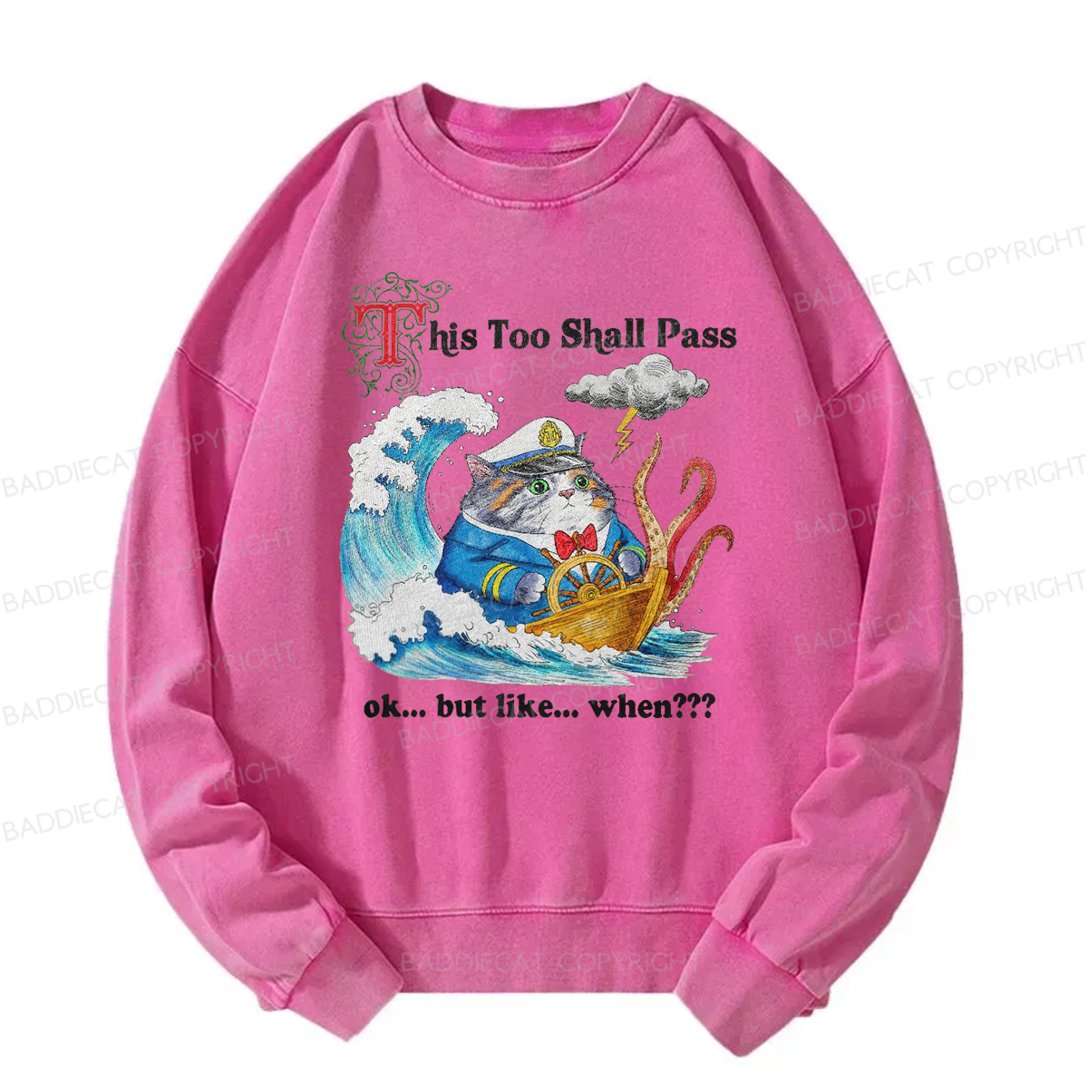 Baddiecat This Too Shall PassWashed Sweatshirt