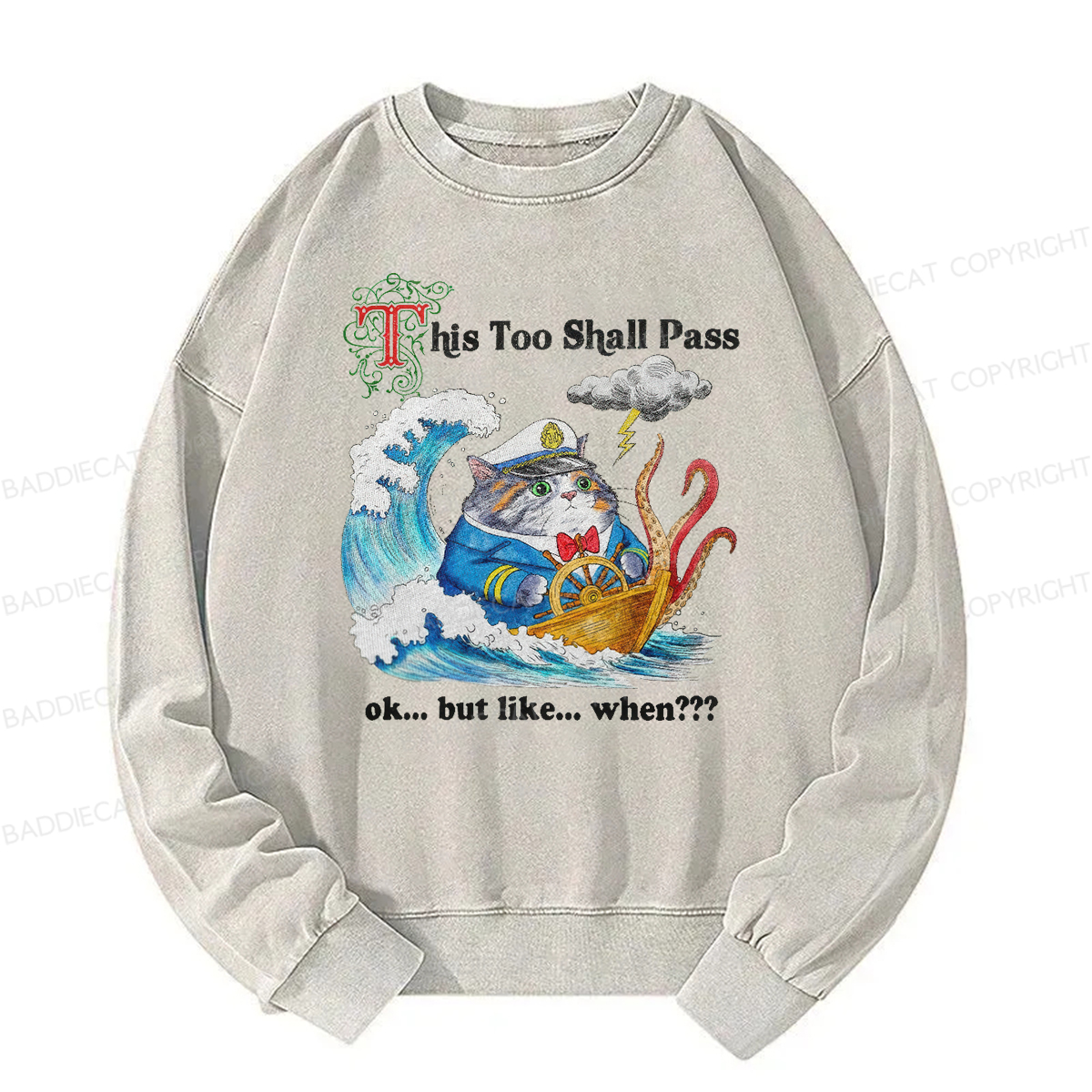 Baddiecat This Too Shall PassWashed Sweatshirt