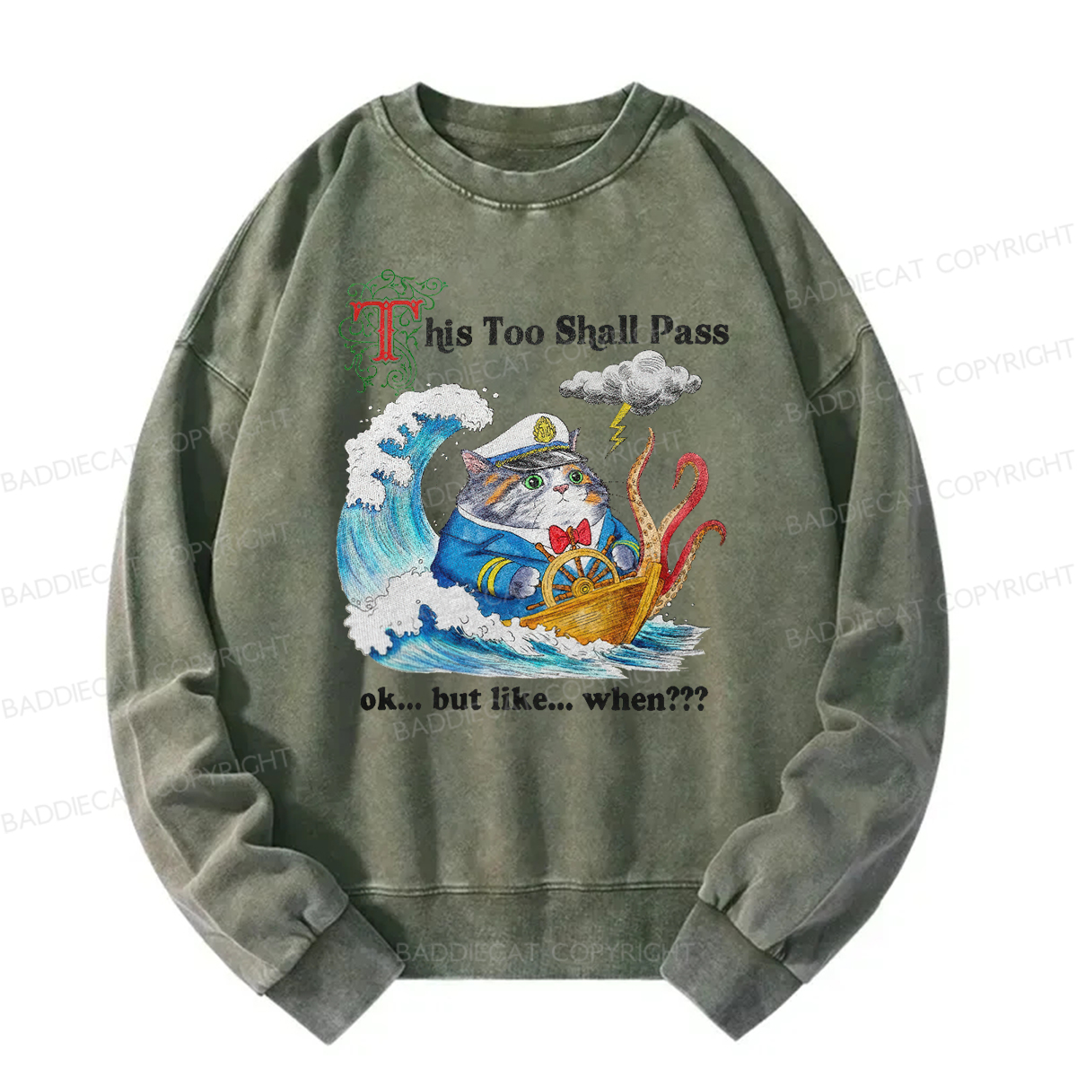 Baddiecat This Too Shall PassWashed Sweatshirt