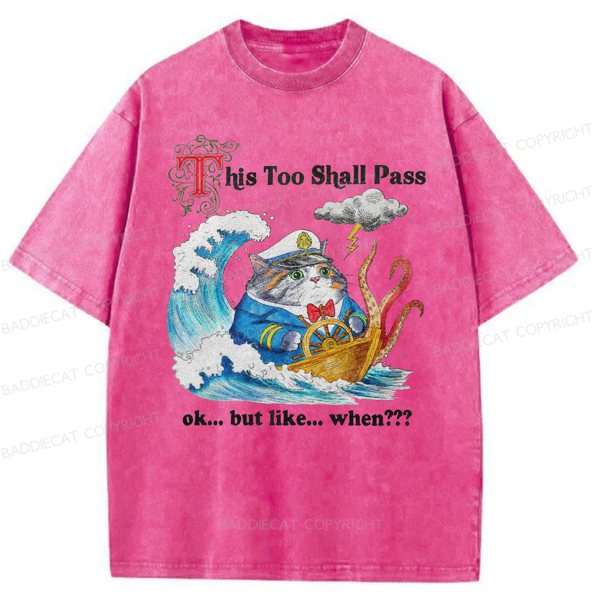 Baddiecat This Too Shall Pass Washed T-Shirt