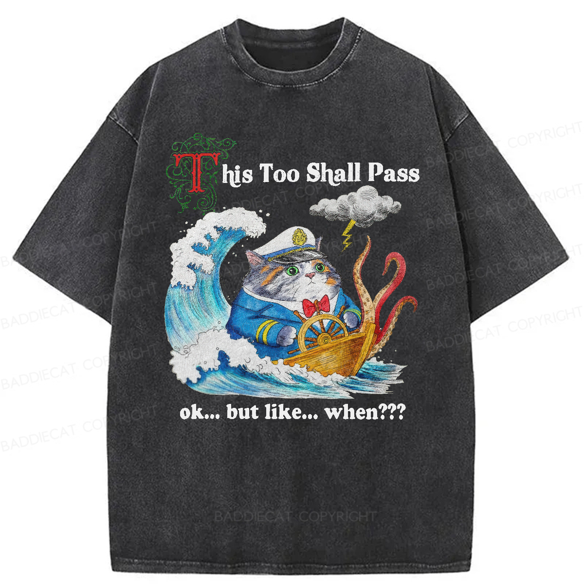 Baddiecat This Too Shall Pass Washed T-Shirt