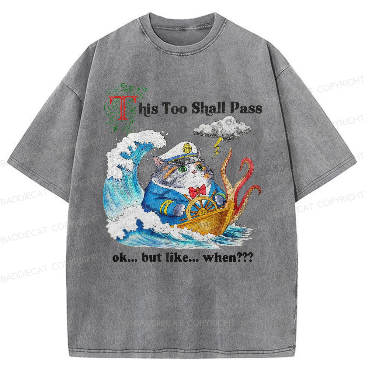 Baddiecat This Too Shall Pass Washed T-Shirt