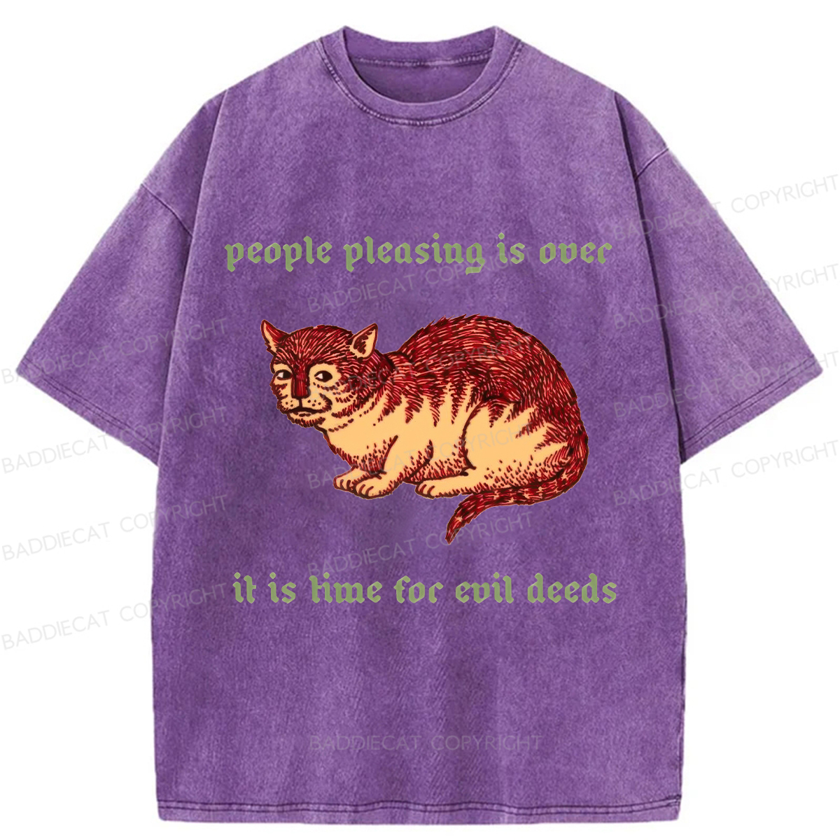 Baddiecat People Pleasing Is Ovec Washed T-Shirt