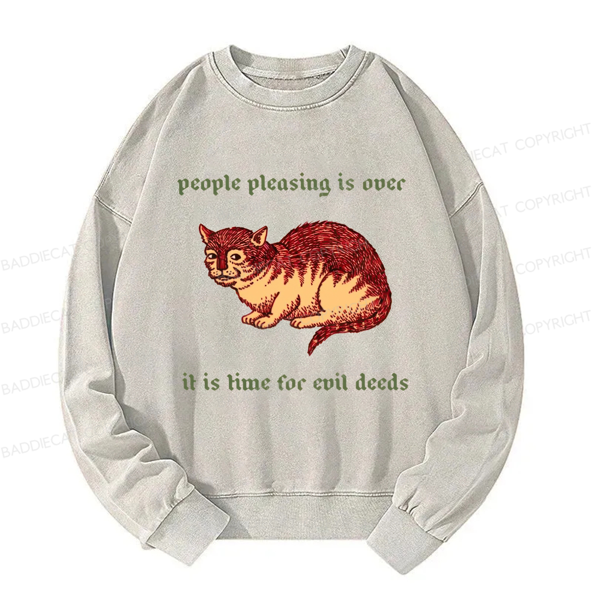 Baddiecat People Pleasing Is Ovec Washed Sweatshirt