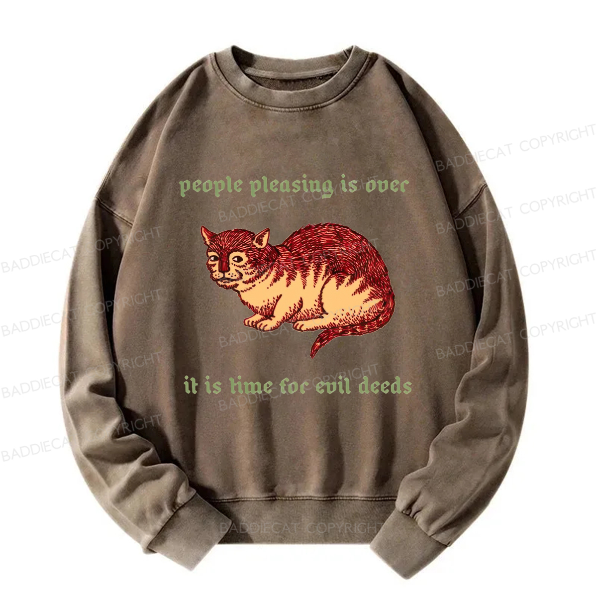 Baddiecat People Pleasing Is Ovec Washed Sweatshirt