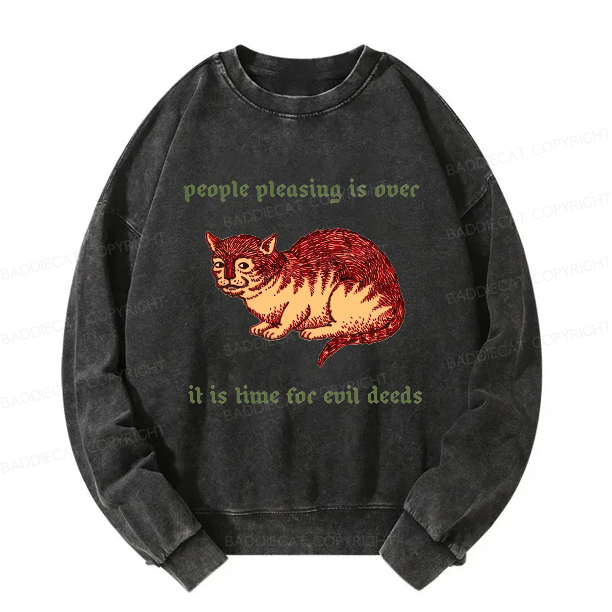 Baddiecat People Pleasing Is Ovec Washed Sweatshirt