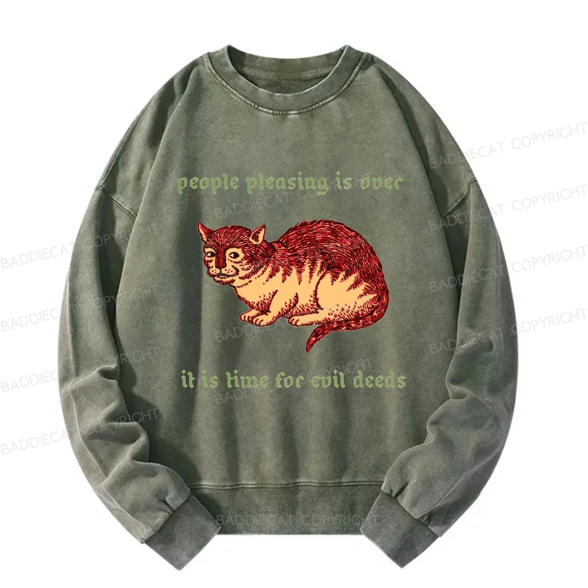 Baddiecat People Pleasing Is Ovec Washed Sweatshirt