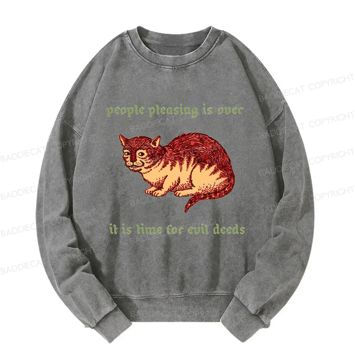 Baddiecat People Pleasing Is Ovec Washed Sweatshirt