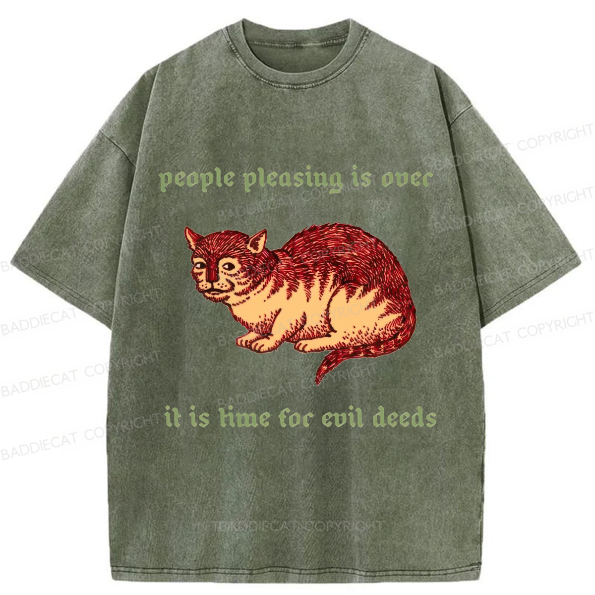 Baddiecat People Pleasing Is Ovec Washed T-Shirt