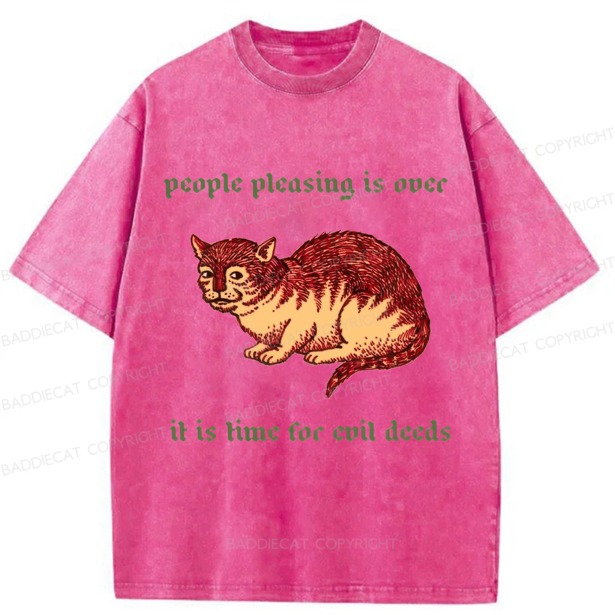 Baddiecat People Pleasing Is Ovec Washed T-Shirt