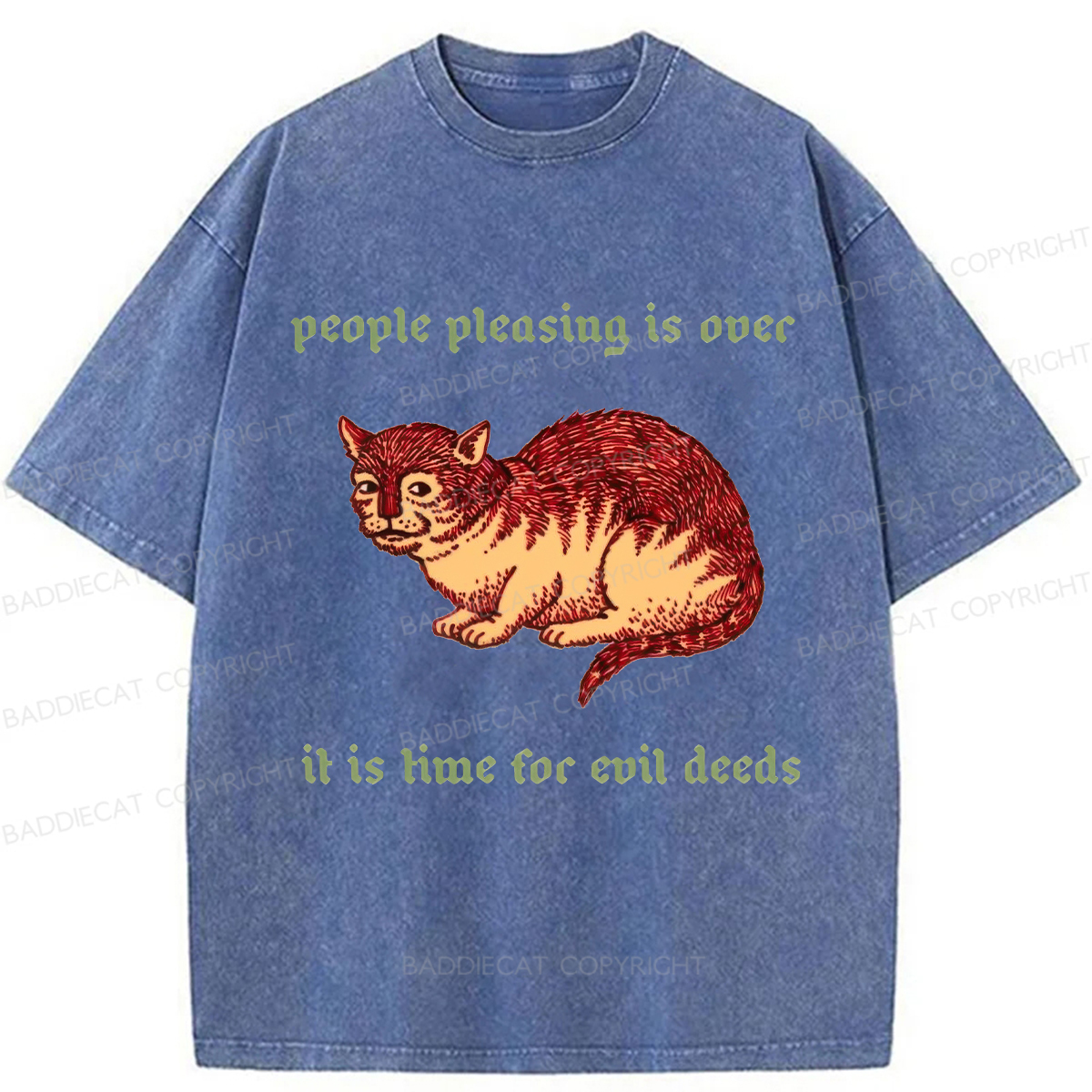 Baddiecat People Pleasing Is Ovec Washed T-Shirt