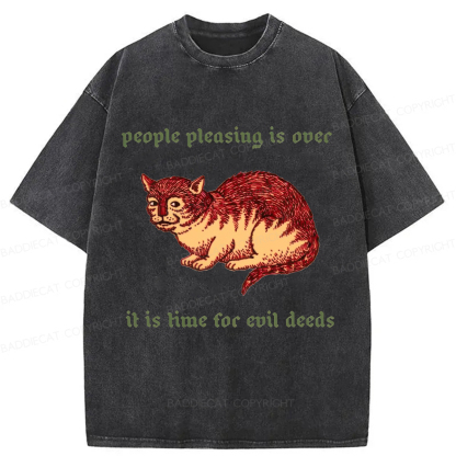 Baddiecat People Pleasing Is Ovec Washed T-Shirt