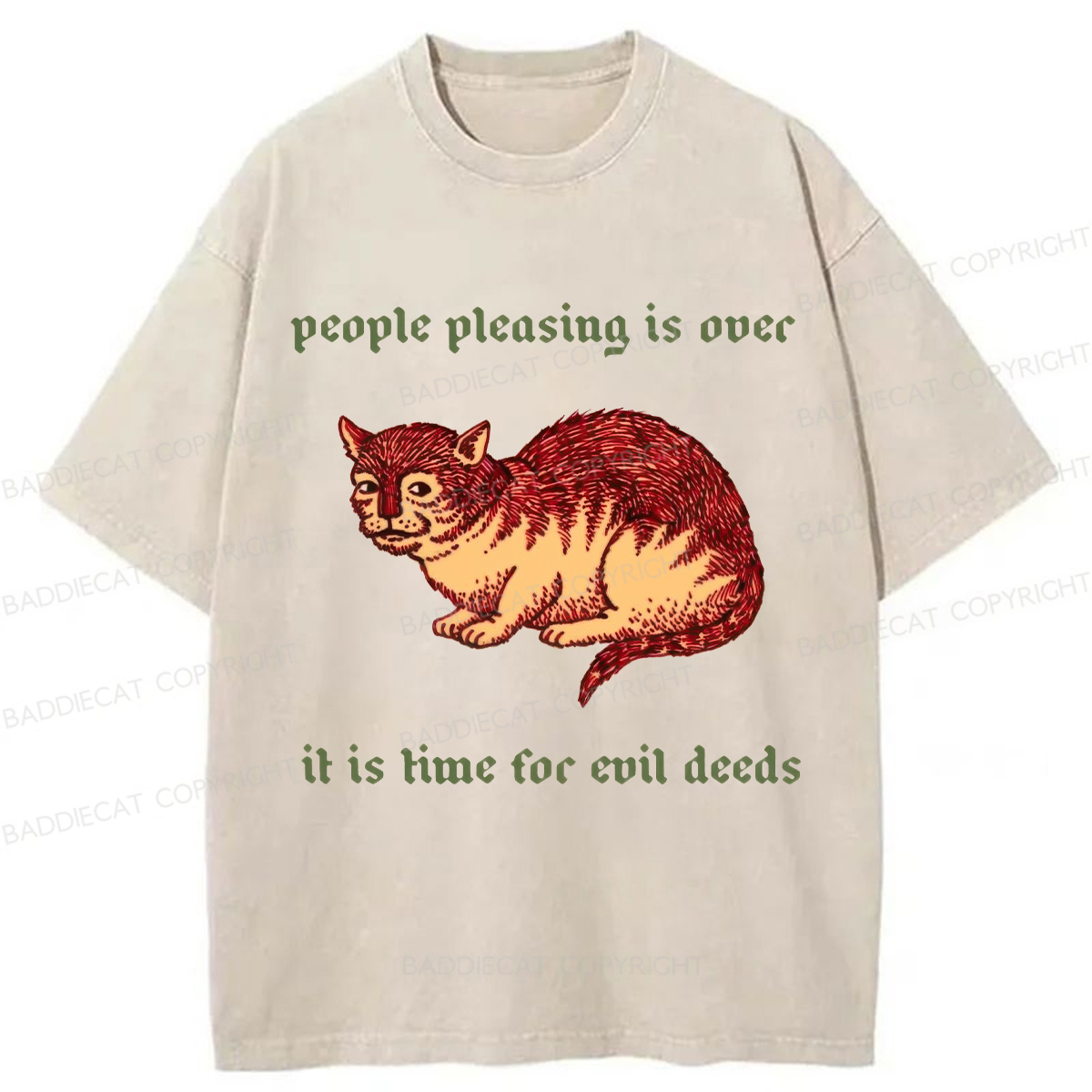 Baddiecat People Pleasing Is Ovec Washed T-Shirt