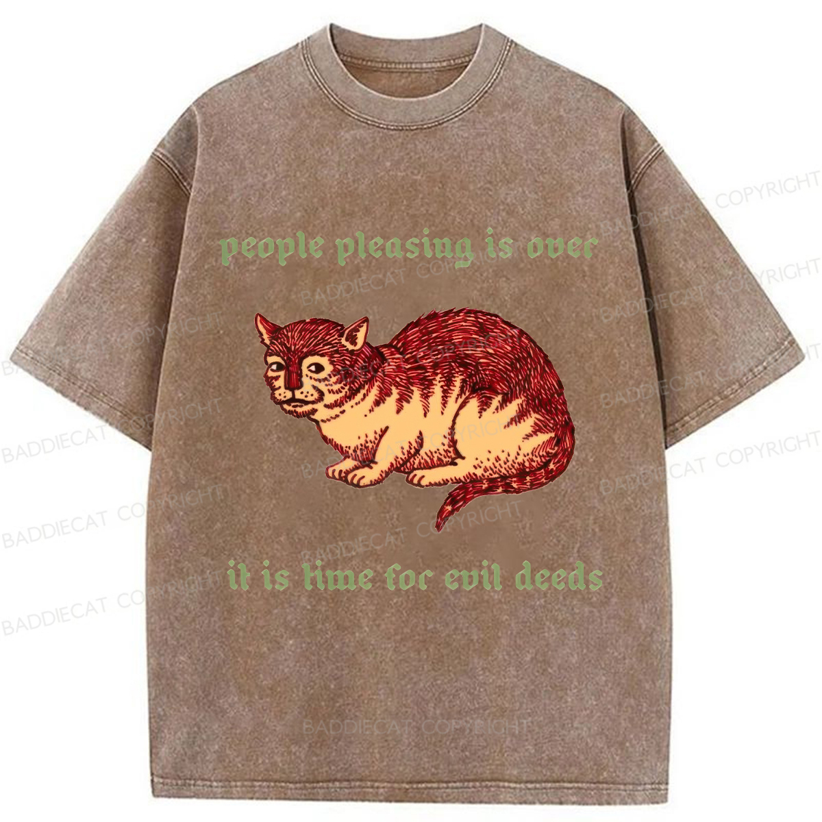 Baddiecat People Pleasing Is Ovec Washed T-Shirt