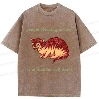 Baddiecat People Pleasing Is Ovec Washed T-Shirt