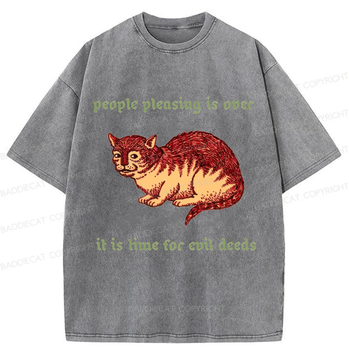 Baddiecat People Pleasing Is Ovec Washed T-Shirt