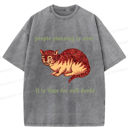 Baddiecat People Pleasing Is Ovec Washed T-Shirt