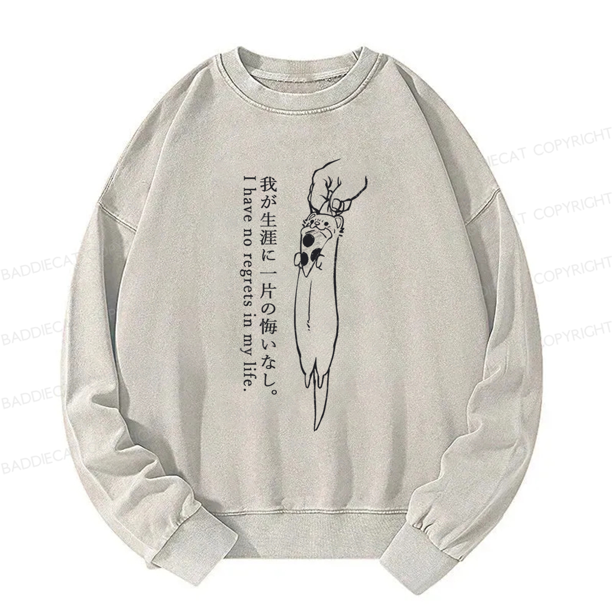 Baddiecat I Have No Regrets In My Life Washed Sweatshirt