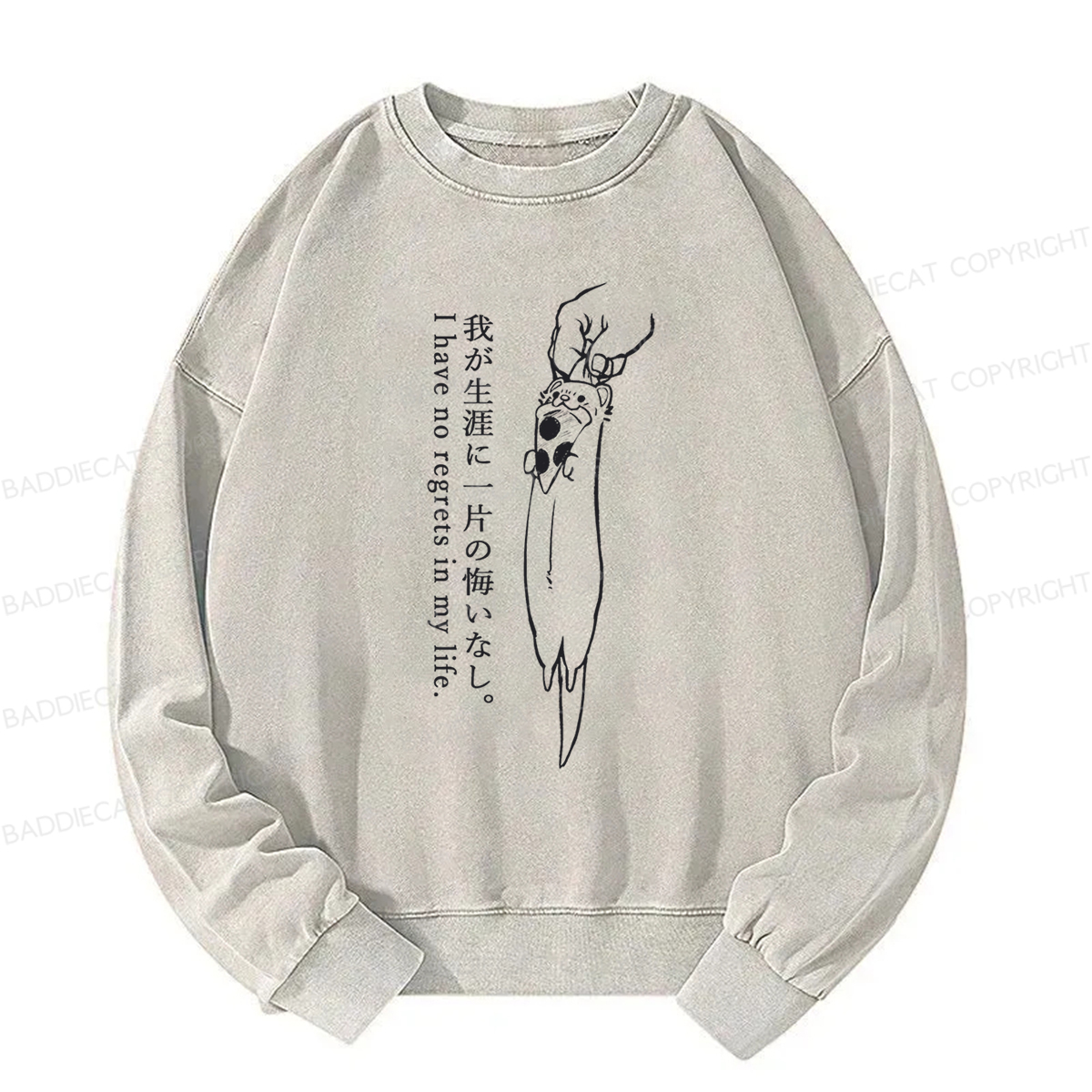 Baddiecat I Have No Regrets In My Life Washed Sweatshirt