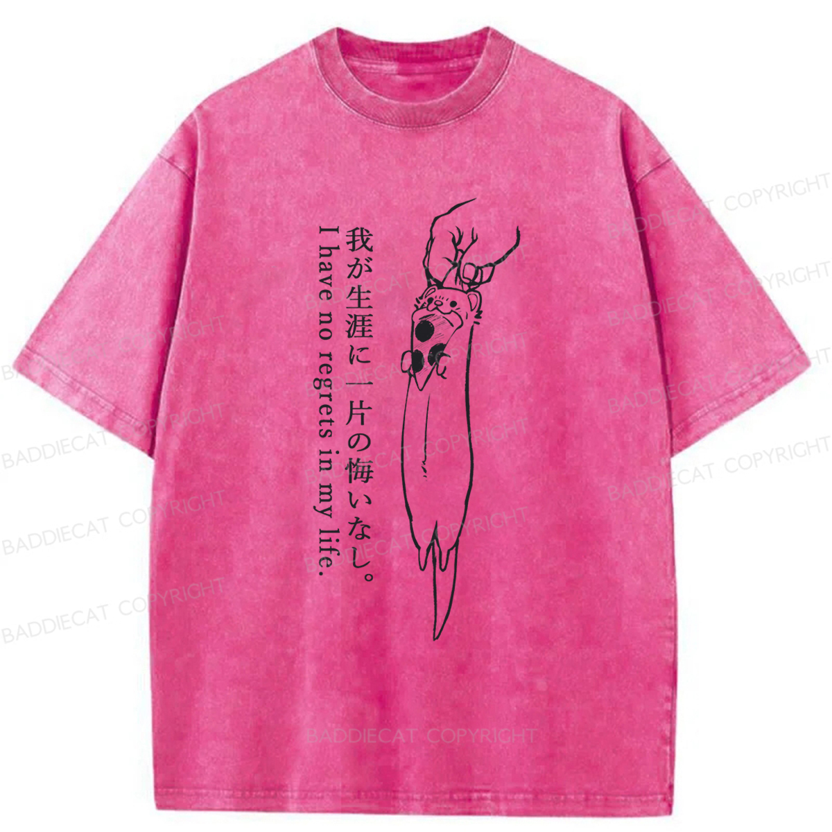 Baddiecat I Have No Regrets In My Life Washed T-Shirt