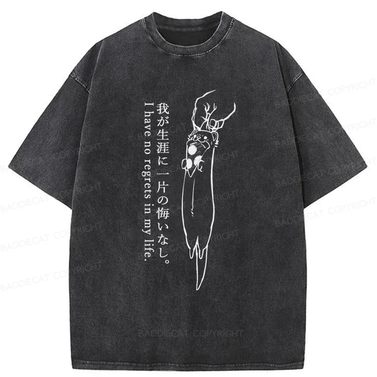 Baddiecat I Have No Regrets In My Life Washed T-Shirt