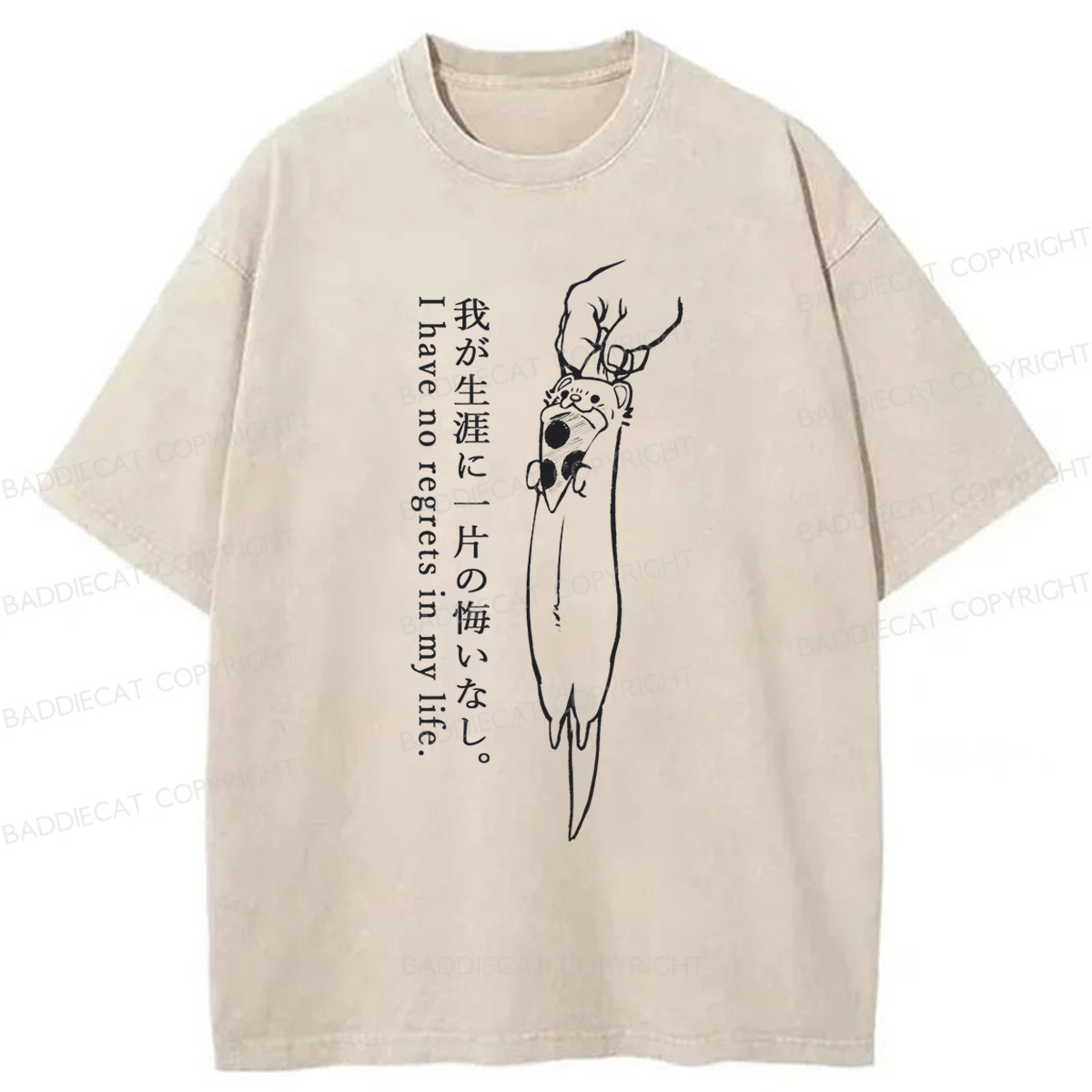 Baddiecat I Have No Regrets In My Life Washed T-Shirt