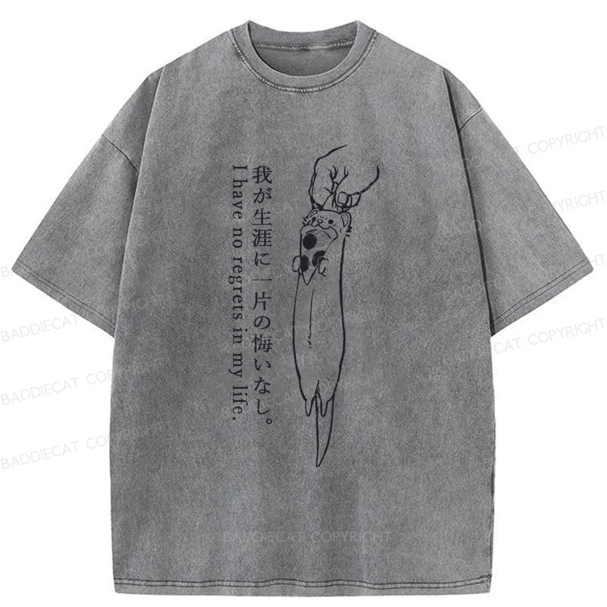 Baddiecat I Have No Regrets In My Life Washed T-Shirt