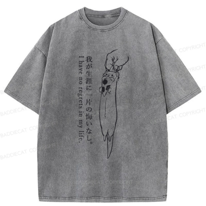 Baddiecat I Have No Regrets In My Life Washed T-Shirt
