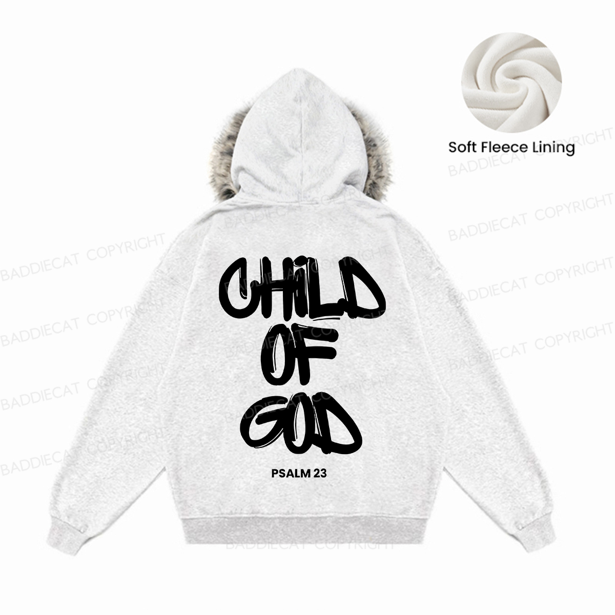 Baddiecat Child Of God Faux-fur–trimmed Hood Fleece Jacket