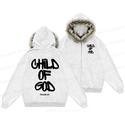 Baddiecat Child Of God Faux Fur Collar Fleece Jacket