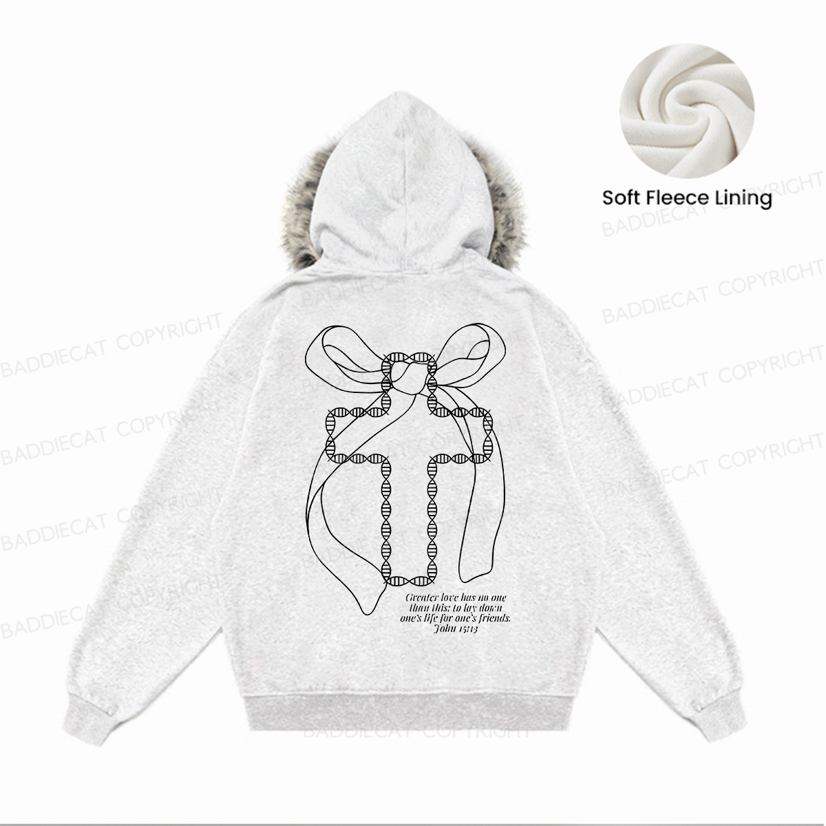 Baddiecat No Greater Love Faux-fur–trimmed Hood Fleece Jacket