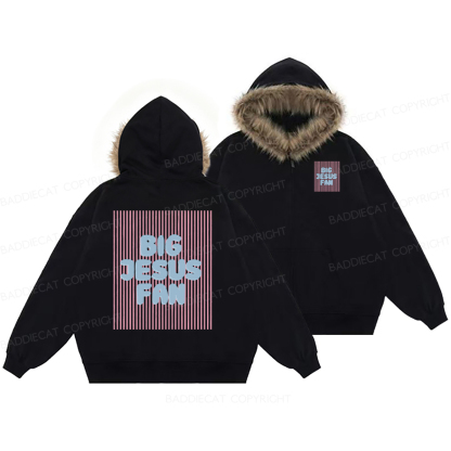 Baddiecat Big Jesus Fan Faux-fur–trimmed Hood Fleece Jacket